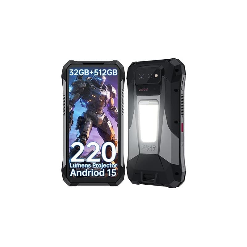 8849 Tank X 5G Téléphone Incassable, Android 15 Smartphone Robuste 512GB avec 220LM Projecteur, 6,78'' 120Hz Écran, IP68 Télépho