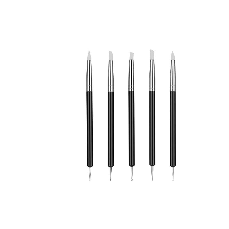 DOPENSPI Lot de 5 outils de sculpture en argile polymère - Pointe en caoutchouc souple - Pour bricolage, artisanat, modélisation