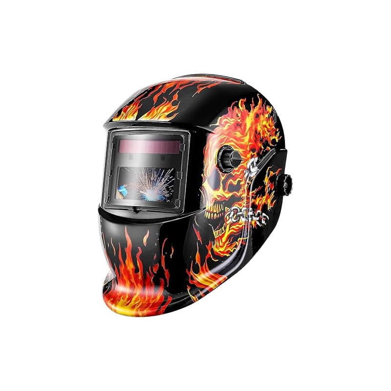 DEKO Masque Soudure: Grand écran de Vue Auto Darkening Casque de Soudage à énergie Solaire, avec Batterie Remplaçable, Longue Du