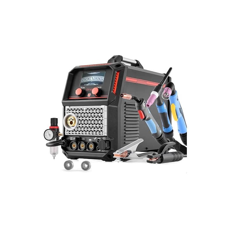 VEVOR Poste à Souder 5 en 1 Combiné CUT/TIG/Gas MIG/Flux MIG/MMA Découpeur Plasma sans Contact 50 A Machine Soudage Synergique 2