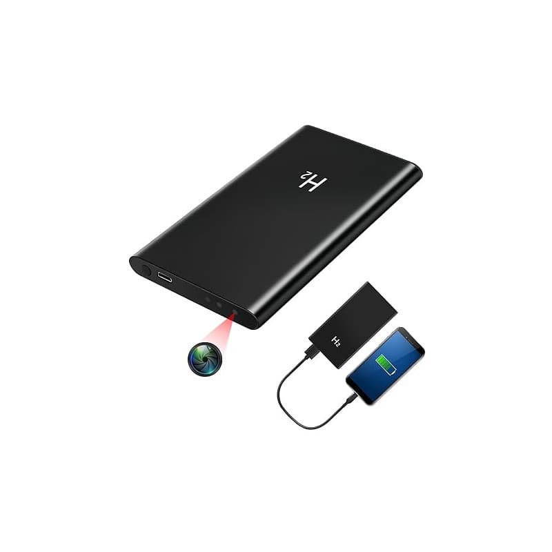 YCCNIU Caméra Cachée, Mini Caméra Cachée 2 en 1 avec Batterie Externe de 5000 mAh, Mini-caméra Espion HD 1080P avec Vision Noctu