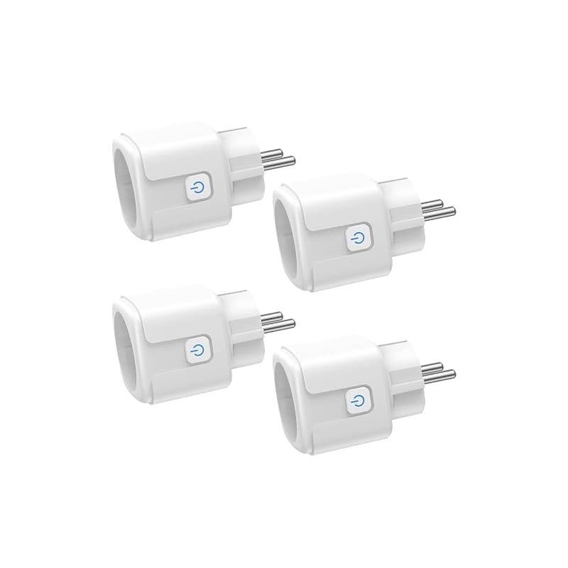 FAYIBUY Lot de 4 prises intelligentes Wi-Fi avec mesure de courant, télécommande par application, commande vocale et minuterie,