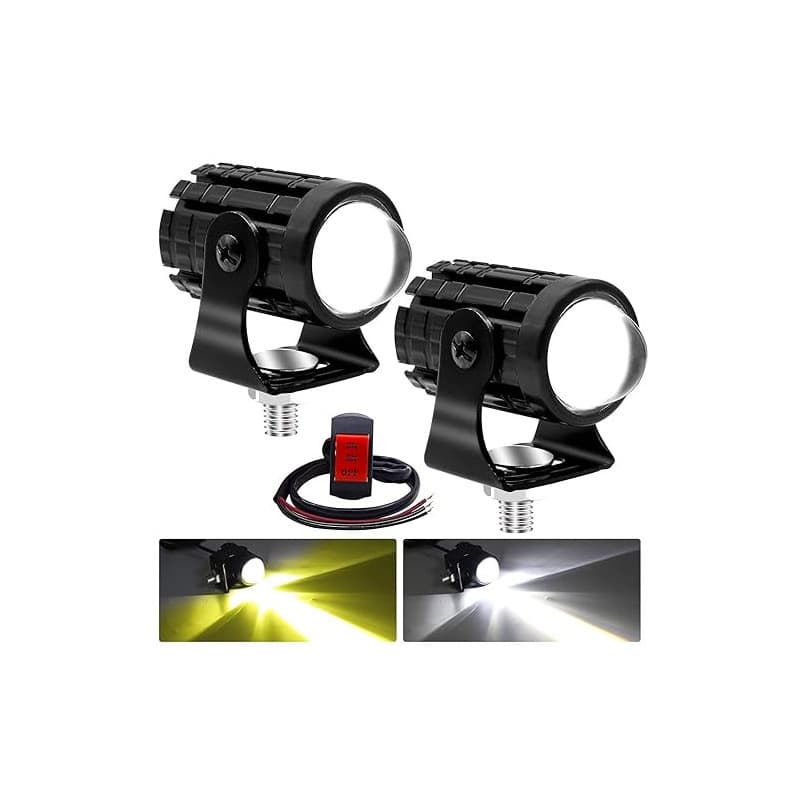 Biqiure 2PCS Mini Feux Additionnels Moto LED,12W Moto LED Feux de Brouillard Supplémentaires 12V 24V Projecteur Motos LEDs Ambre