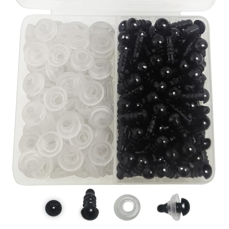 FANGZIDM 100 Pièces Yeux de Sécurité avec Rondelles de 6mm Yeux de Jouet en Plastique Noir pour Fabrication de poupées DIY Loisi