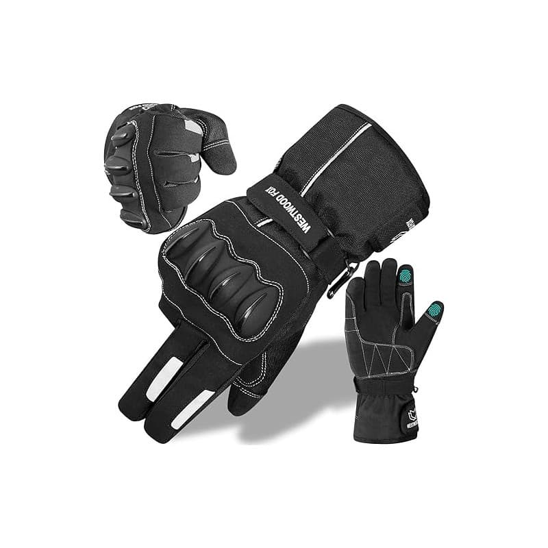 WESTWOOD FOX Gants de moto Thinsulate imperméables d'hiver thermiques pour homme - Coupe-vent - Pour sports motorisés - Écran ta