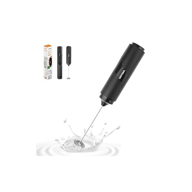 GRIFEMA Mousseur à Lait électrique, Mini Fouet Electrique 13 000 tr/min, Fonctionne à Piles, Milk Frother Ergonomique, Sans BPA,