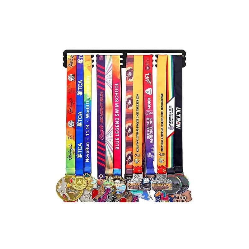 Goutoports Présentoir porte-médailles pour athlètes - Support mural robuste en acier noir - Peut contenir plus de 60 médailles -