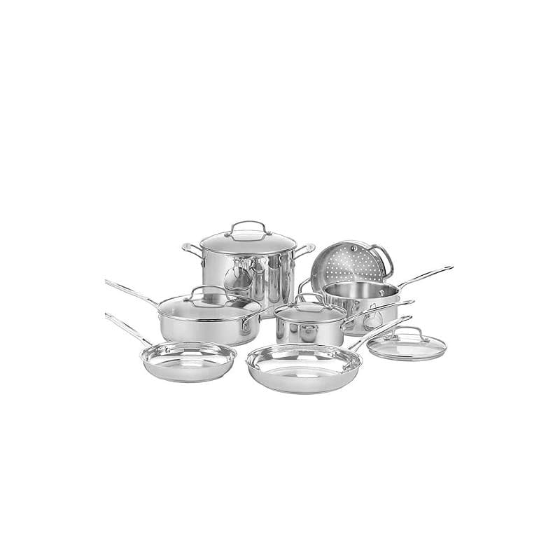 Batterie inox Cuisinart® Chef’s Classic™ 11 pcs: casseroles, poêles, faitout, vapeur | Induction | Fond alu | Poignées Cool Grip