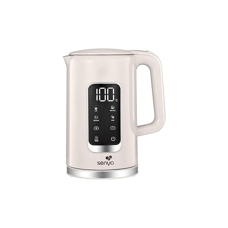 SENYA Bouilloire Électrique 1,7 L Inox – Température Réglable 40-100°C – Écran LCD – Maintien au Chaud 2h – 5 Programmes Thé Caf