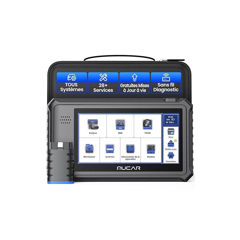 mucar VO6 Valise Diagnostic Auto, Outil D'analyse Complet des Systèmes sans Fil de Niveau OE avec Scanner de Voiture à 28 Réinit