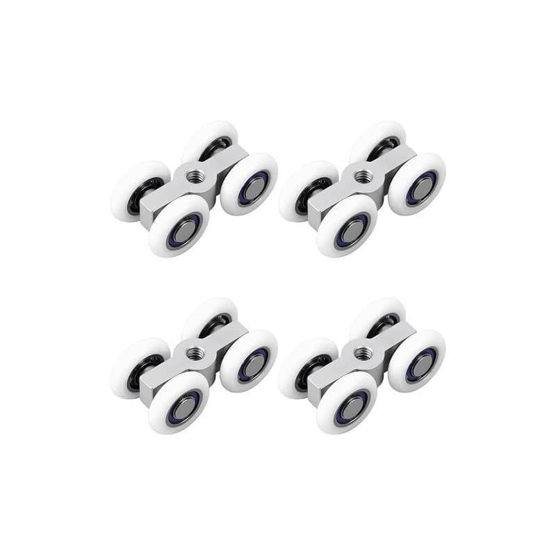 4 PCS Roulette Porte Coulissante Métal, Roulettes Pour Porte Coulissante Douche Avec Roulement À Billes, Glissement Silencieux E