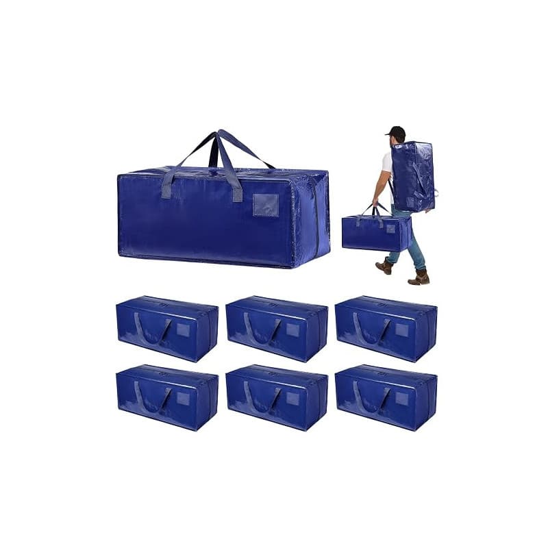 Dokeno Lot de 6 Sac de Déménagement extra larges, 92L Sac de Rangement Grand Format avec fermetures éclair et poignées de transp