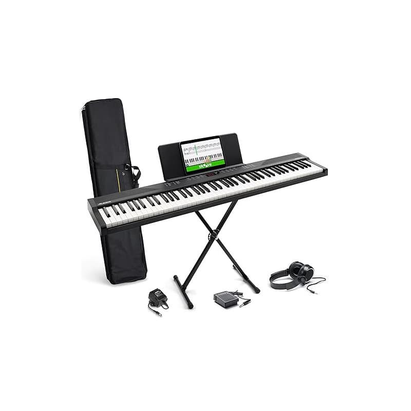 Alesis Piano Numérique 88 Touches avec 480 Sons, Haut-Parleurs, MIDI USB, Sac de Transport, Support, Casque, Pédale et Leçons po