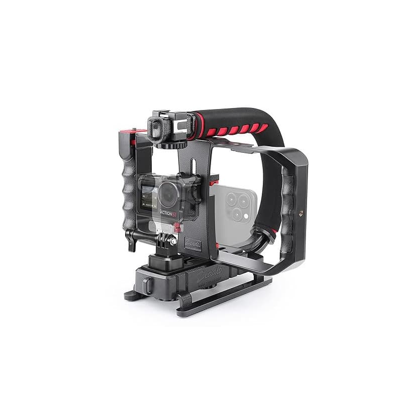 Zeadio Stabilisateur vidéo Portable pour caméra d’Action avec Support vidéo pour Smartphone pour Tous Les Types de caméras, camé