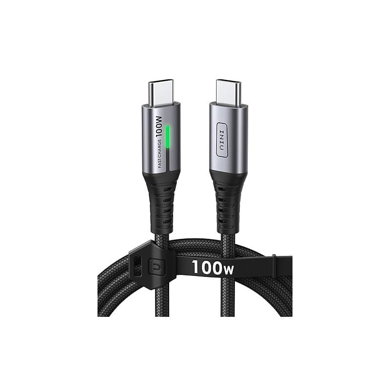 INIU Câble USB C, 1m 100W PD 5A Cable USB C Charge Rapide QC 4.0 Chargeur Type C Nylon Tressé pour iPhone 16 15 Samsung S23 Ultr