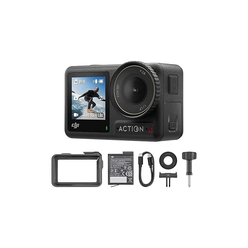 Bundle DJI Osmo Action 4 Essentiel - Caméra d’Action étanche 4K/120 IPS avec capteur 1/1,3 Pouce, des Images saisissantes en Bas