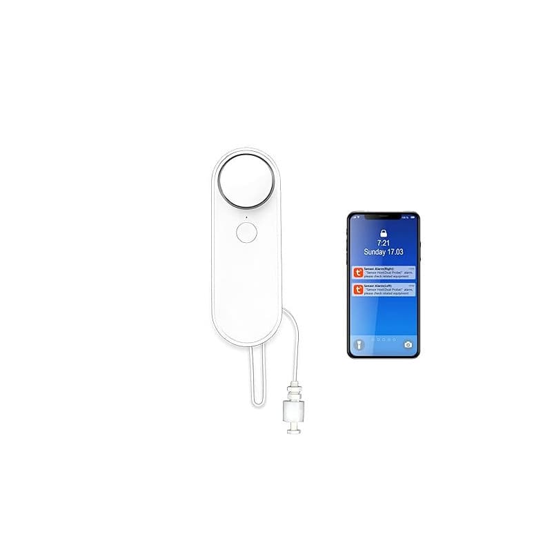 Lancoon Tuya Détecteur de niveau d'eau WiFi Smart Sensor Alarme Double Sonde Volume Fort Surveillance d'alerte avec ligne de dét