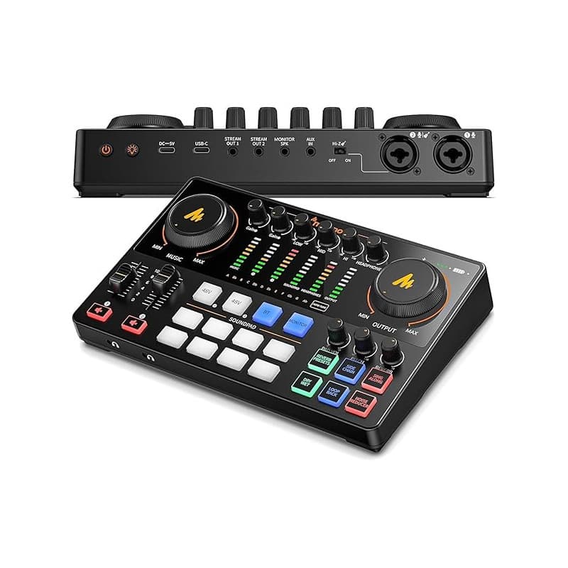 MAONO Audio interface pour pc, Table de mixage avec double entrée XLR pour le streaming de podcast - MaonoCaster E2 Gen2