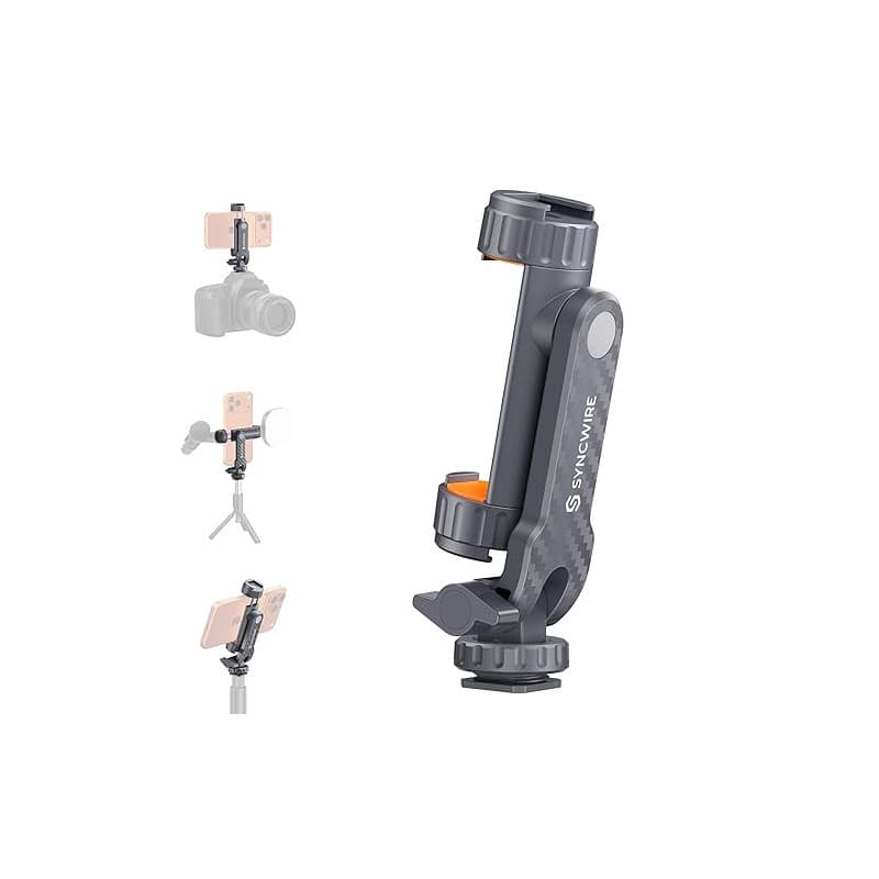 SYNCWIRE Adaptateur Trepied Smartphone, Support Telephone pour Trepied avec 2 Sabots Froids, Base Combinée avec Vis 1/4" et Supp