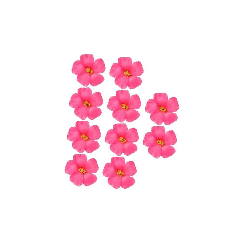 Lurrose Lot de 10 Fleurs d'hibiscus Artificielles Roses en EVA Décorations Hawaïennes Solides pour Fêtes Centres de Table d'Été