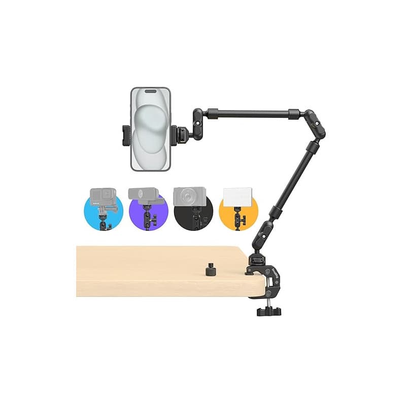SMALLRIG 56cm Bras Magique avec Super Clamp, Phone Holder Aérien, Support et Pince Caméra Flexibles pour Bureau, Boom Arm Articu