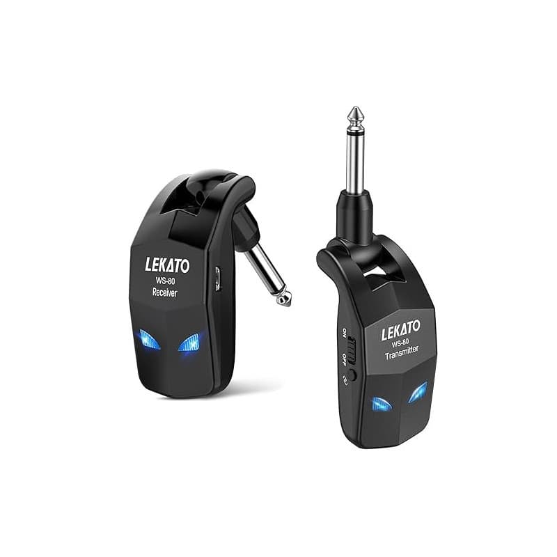 LEKATO Système de Guitare sans Fil 2,4 GHz Récepteur émetteur sans Fil pour Guitare Rechargeable avec 8 Heures D'autonomie Systè