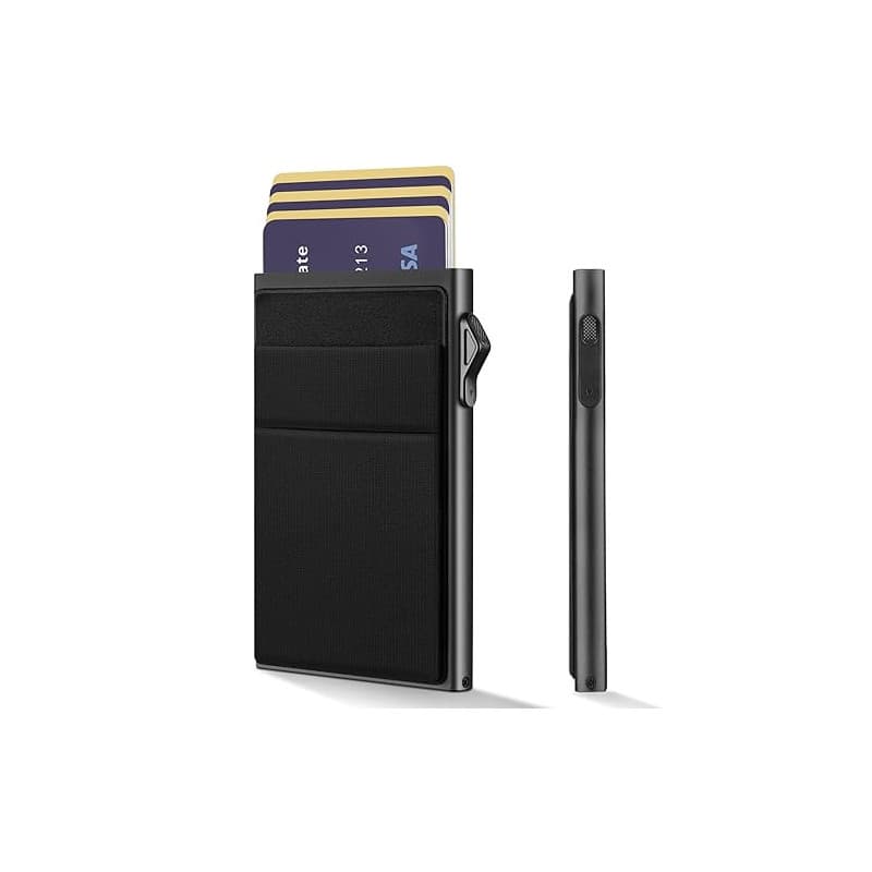 YESIIW Porte Carte Homme | Aluminium Pop Up Porte-Cartes avec Poche Billets de Banque | Automatique Portefeuille en Métal avec B