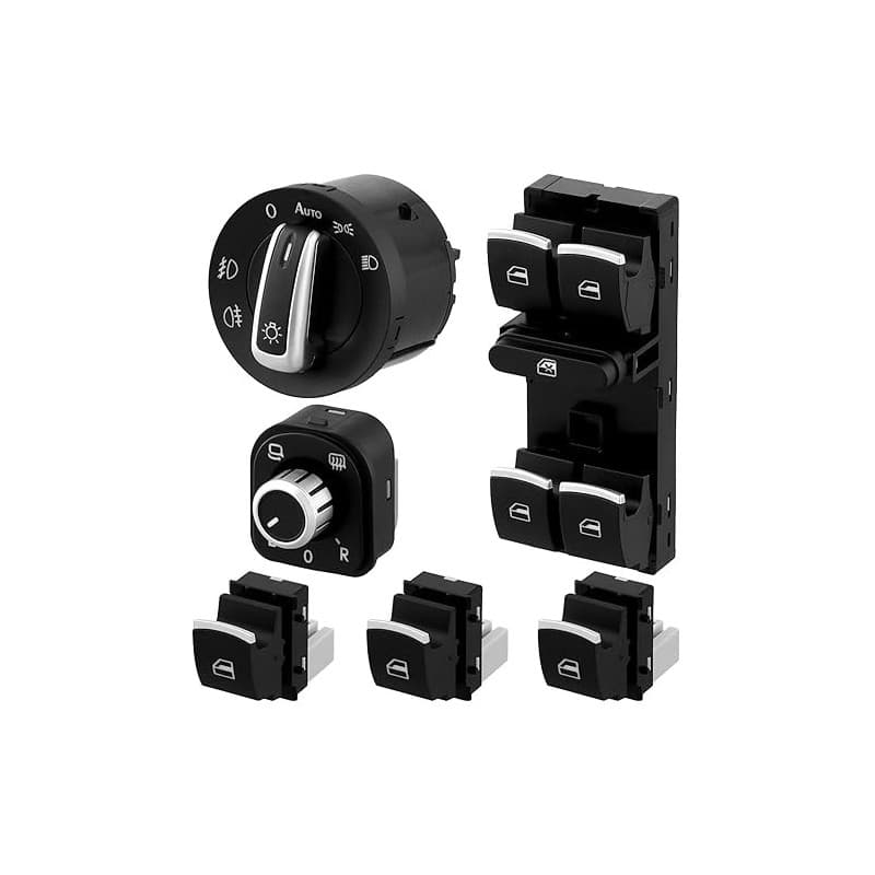 QWORK® 6 Pièces Interrupteurs Combinés de Voiture, Interrupteurs de Lève-vitre, Interrupteurs de Rétroviseurs, Compatible avec V