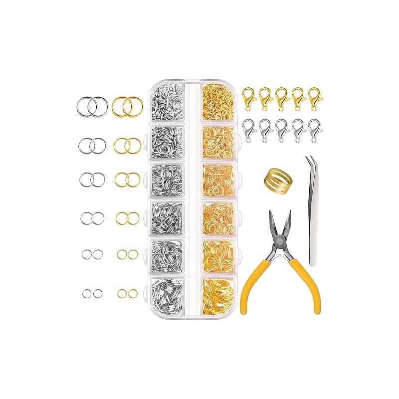 FEPITO 1540 pièces anneaux de saut ouverts anneaux de saut pour fournitures de fabrication de bijoux Kit de réparation de bijoux
