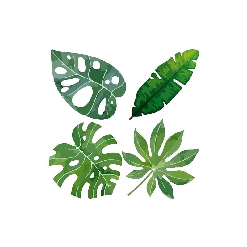 GORGECRAFT 4 pièce de Feuilles de Palmier pour Fenêtre 16cm Feuilles Monstera Plantes Tropicales Statiques Amovibles Imperméable