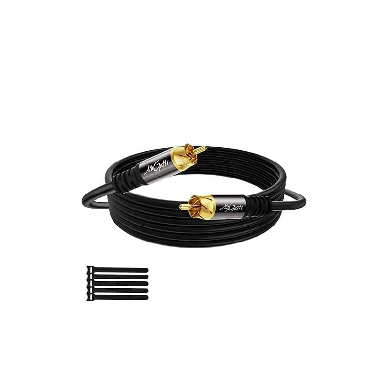 Mygatti 20m Câble de Subwoofer,Câble RCA Coaxial Numérique,Connecteurs Plaqués or,Caisson de Basses,Récepteurs AV,Amplificateur,