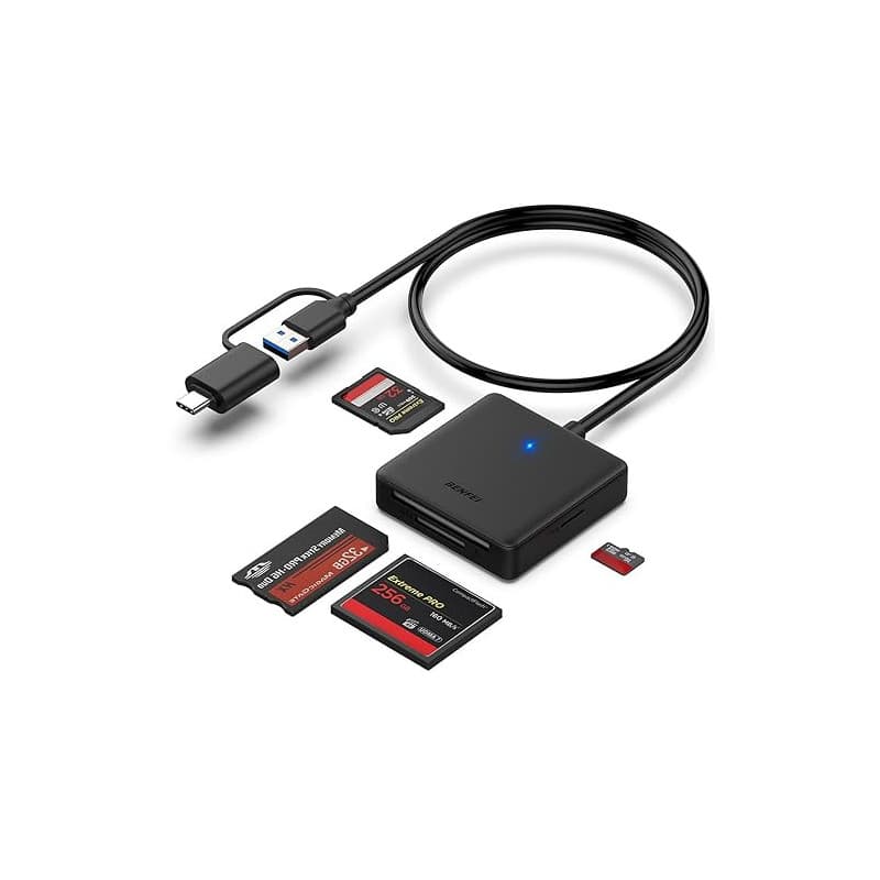 Lecteur de Carte mémoire, BENFEI 4 in 1 USB-C vers SD Adaptateur de Lecteur de Carte SD Micro SD MS CF, Compatible avec iPhone 1