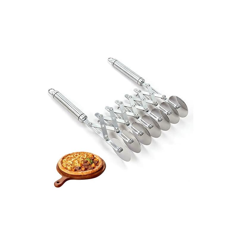Junhonze Roulette Patisserie - Coupe Pate - Laminoir Patisserie - Coupe PâTe Inoxydable, 7 Roues Avec PoignéE, AdaptéEs Aux Pizz