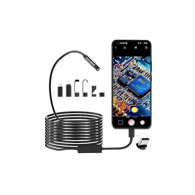 Endoscopique D'inspection Serpent 1920P HD, Endoscopique Pancellent Type C, Caméra avec 8 Lumières LED pour Smartphone Android e