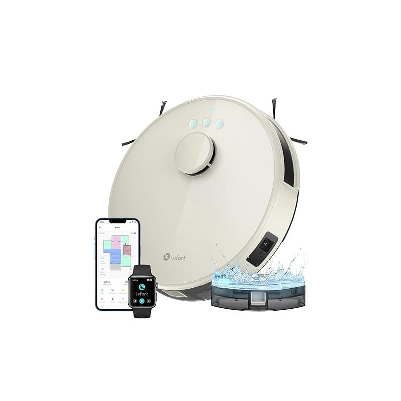 Lefant M1 Robot Aspirateur Laveur 2 en 1 5500Pa, Navigation LiDAR avec Cartographie Multi-étage, Zones Virtuelles, Commande Alex