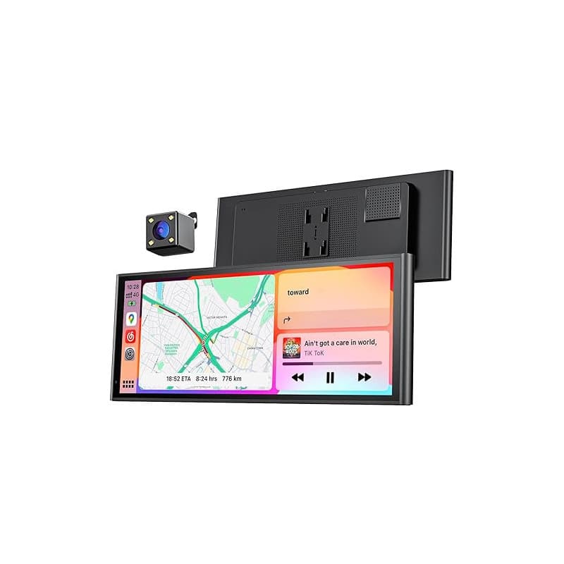 Krunia Écran Portable sans Fil 9,26" CarPlay Voiture pour Apple Car Play & Android Auto, Mises à Jour OTA, Caméra de Recul, Mirr