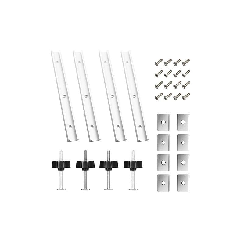 Lot de 4 Rail de Guidage Scie Sur Table, Rails Aluminium T Track de 400 mm, M8, M6 Rail en T Avec Accessoires Complets pour Outi