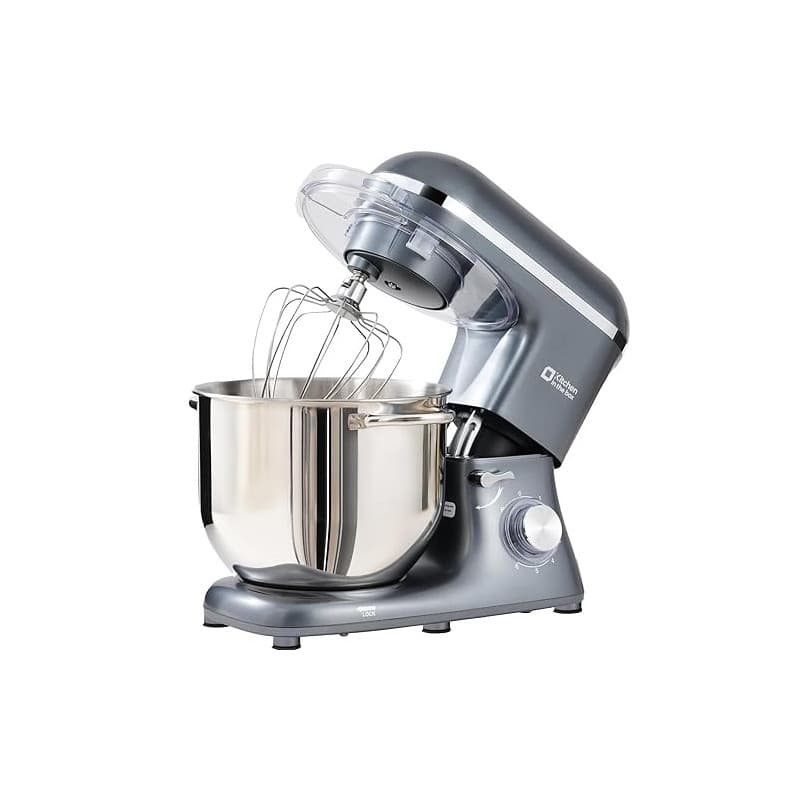 Kitchen in the box Robot Pâtissier 1400W, Bol 7,5L en Acier Inoxydable, 6 Vitesses, Tête Inclinable, Accessoires Inclus (Fouet,
