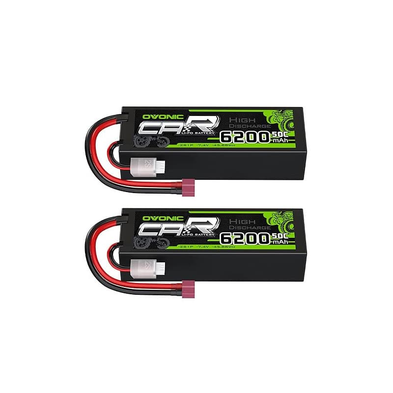 OVONIC 2s Lipo Batterie 6200mAh 50C 7.4V Étui Rigide avec Connecteur Dean Style T pour RC Avion RC Hélicoptère RC Voiture RC Bat