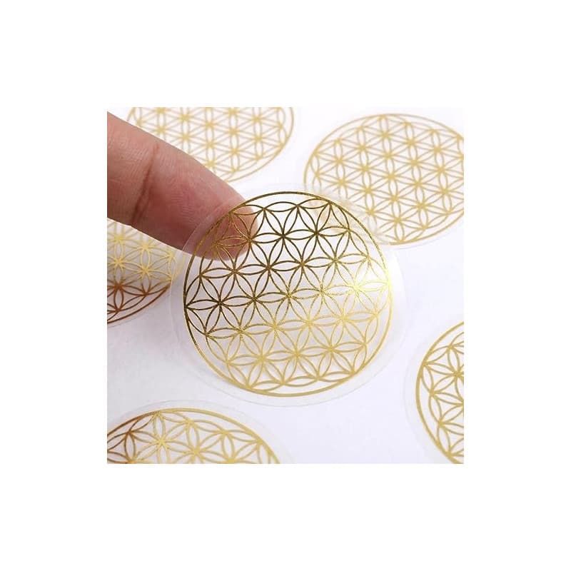 Tenare 120 Pièces Autocollants Fleur de Vie 5 x 5 cm Étiquettes Fleur de Vie Stickers Énergie Yoga avec Feuille Métallique Brill