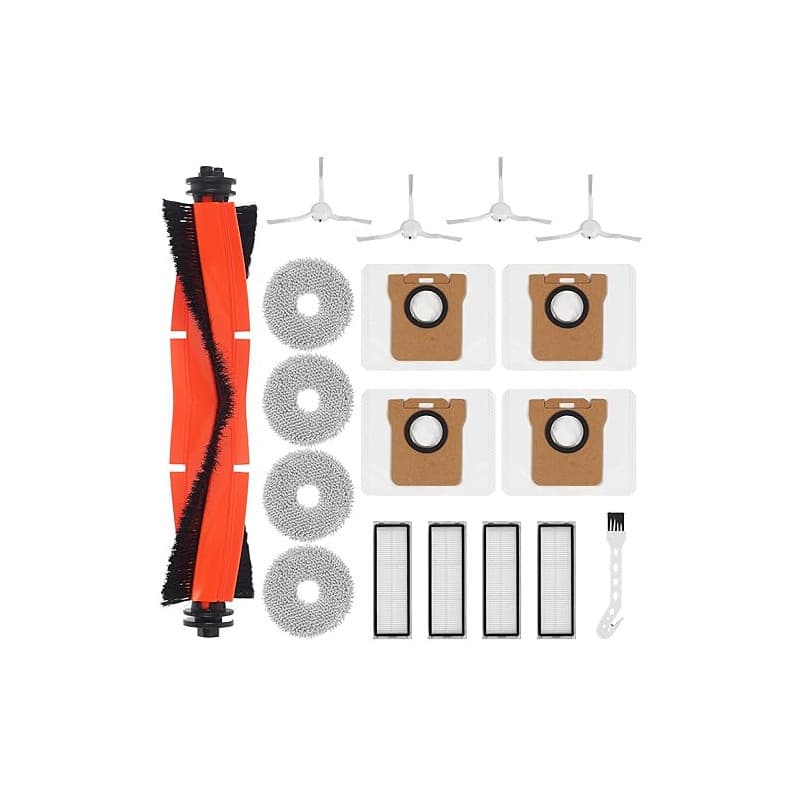 18 Accessories pour Xiaomi X20+,1brosse principale,4chiffons de nettoyage,4 sacs à poussière,4 brosses latérales,4 filtres HEPA,