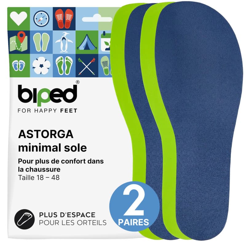 biped minimal sole ASTORGA – 2 paires de semelles en velours premium doux et respirant pour chaussures minimalistes et pieds nus