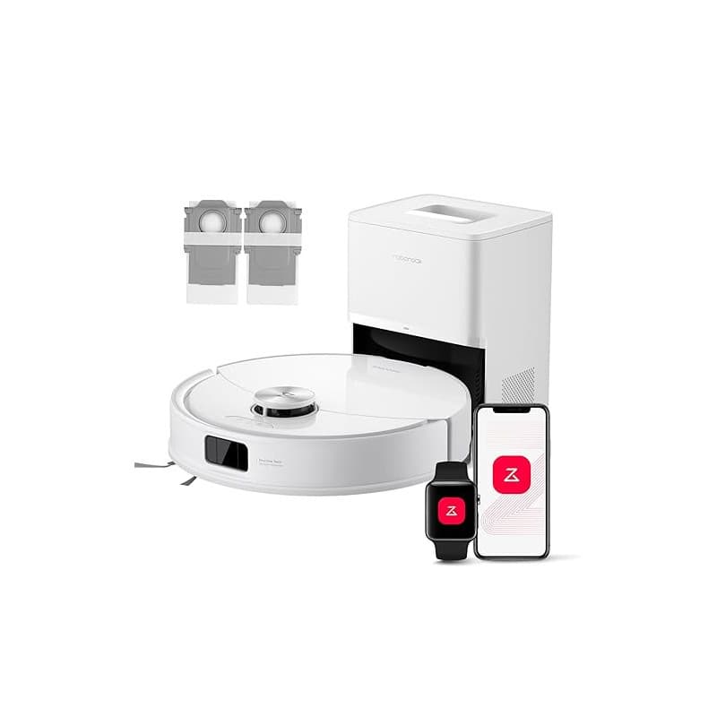 roborock Q10 S5+ Set Aspirateur Robot Laveur avec Station, 10000 Pa Aspiration, Vidage Automatique, Double Anti-emmêlement, Syst