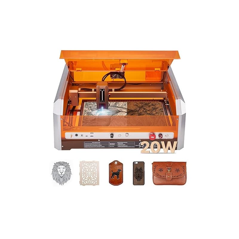 VEVOR Graveur Laser 20 W Machine Gravure et Découpe Laser avec Caméra Intégrée, Zone de Travail 40 x 40 cm, Vitesse de Gravure 3