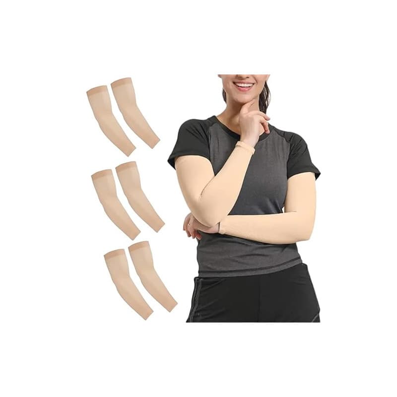 3 paires de manchettes couleur peau, pour protection solaire, couverture de tatouage, jeux FPS, douces et confortables, manchett