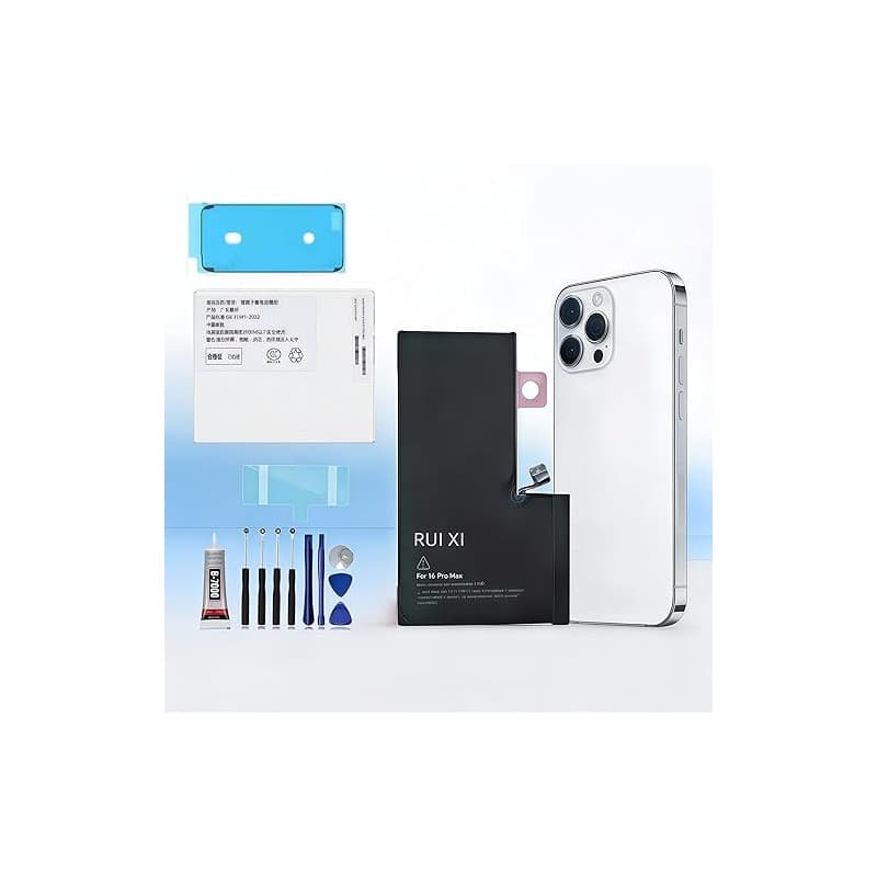 Ruixi Batterie compatible avec iPhone 16/16 Plus/16 Pro/16 Pro Max + outils gratuits (pour iPhone 16 Pro Max)