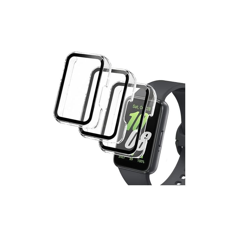3 Pièces Coque pour Samsung Galaxy Fit 3, Protection Galaxy Fit 3, Étui de Protection Antichoc avec Verre Trempé 9H Intégré, Hou