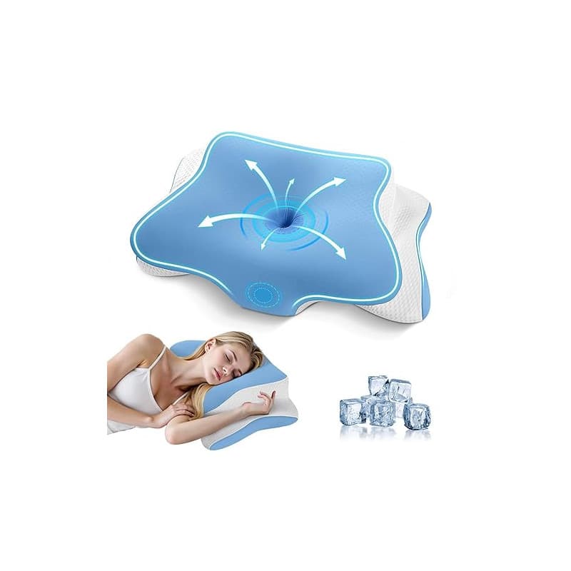 A-Pce Oreiller Ergonomique Cervical, Oreillers Memoire Forme Ergonomique Cervical pour Les Douleurs au Cou et aux épaules, Oreil
