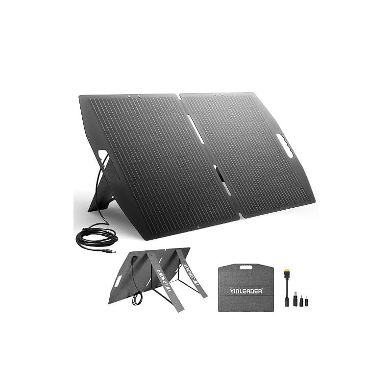 Yinleader Panneau Solaire Portable 100W 22.5% Monocristallin Pliable avec 4 Connecteurs (DC7909/DC5525/DC35135/XT60) IP65 pour S