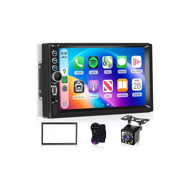 Hodozzy Autoradio 2 Din avec Carplay sans Fil Android Auto, Écran Tactile 7 Pouces Poste Radio Voiture Double Din Bluetooth, Lie